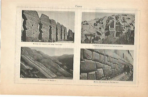 LAMINA ESPASA 14400: Restos incas de Cuzco Peru